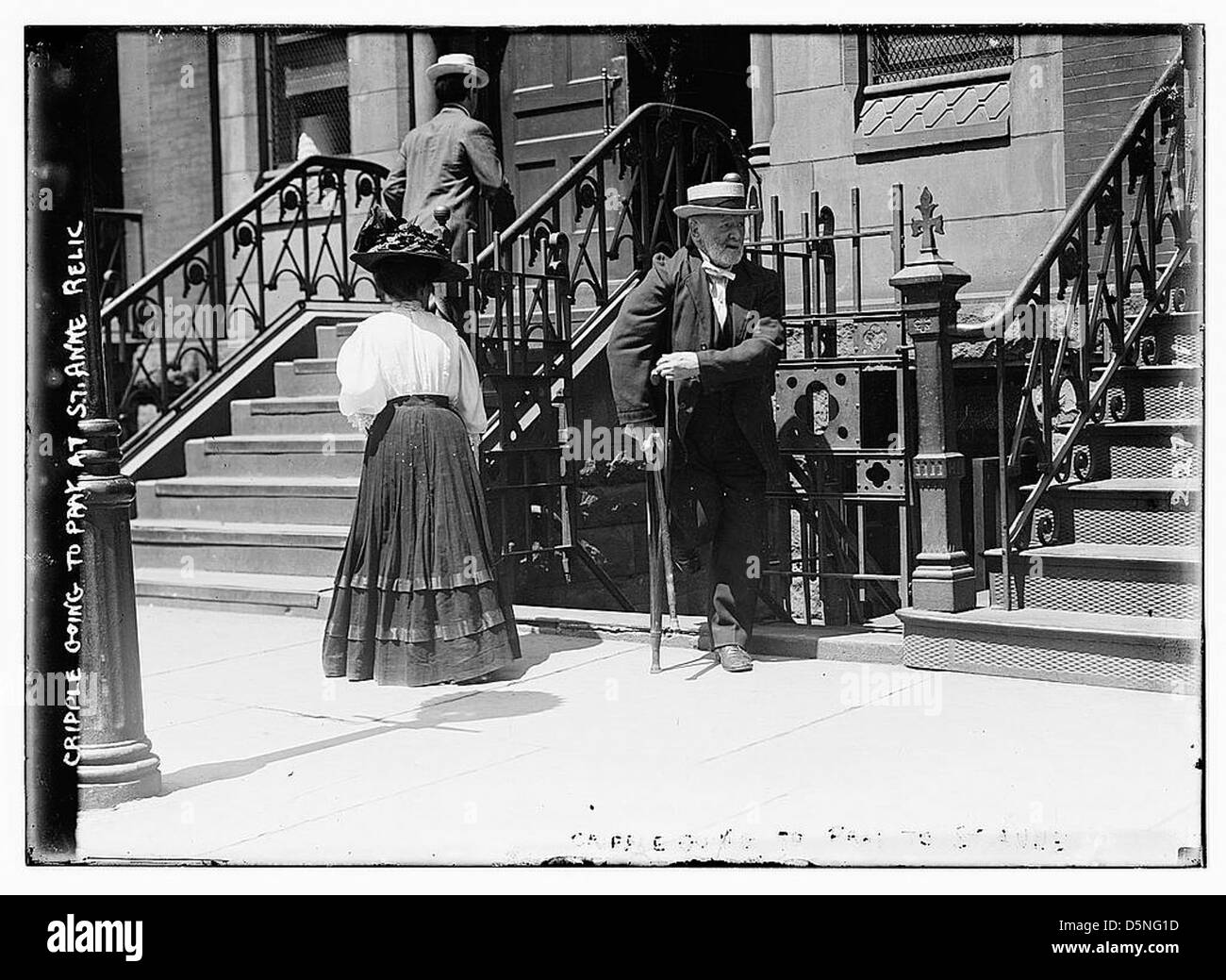 Cripple going to pray at St. Anne relic (LOC Stock Photo Alamy