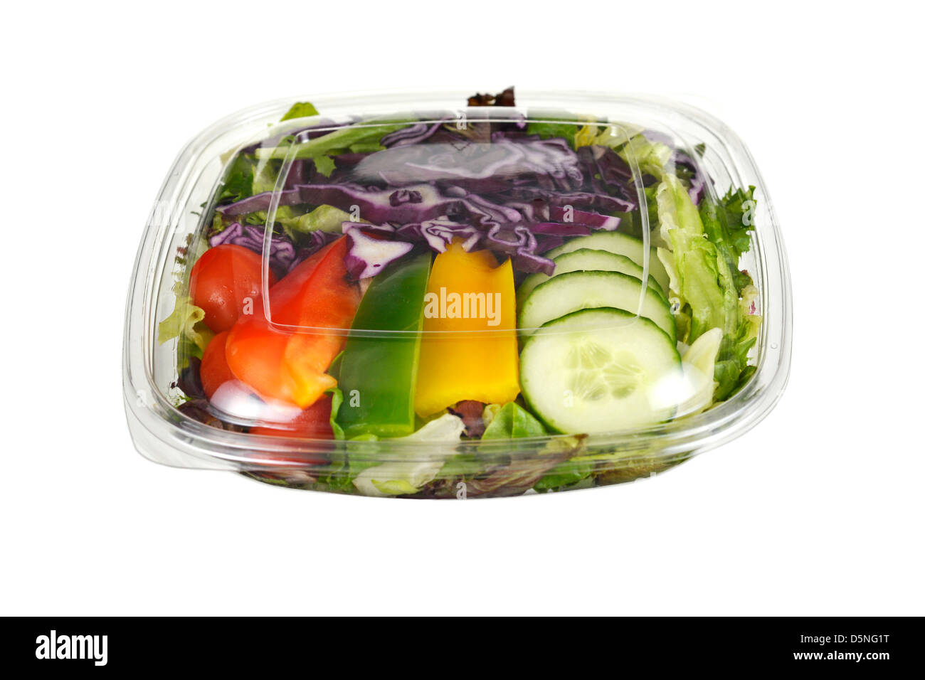 Packaged Salad, Packed Salad in Plastic Container Stock Photo