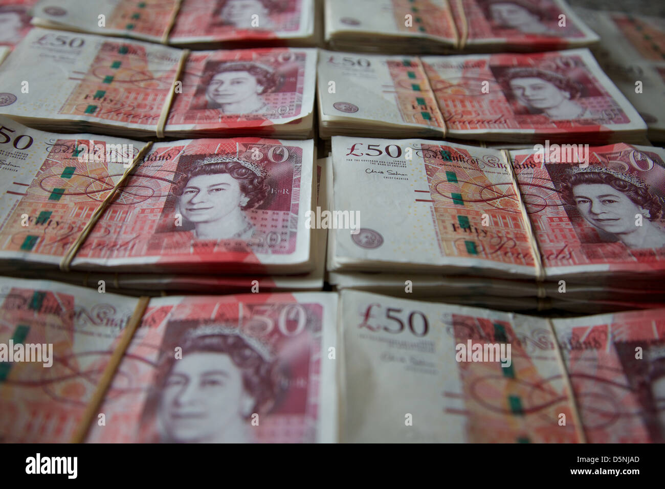 British £50 bank notes Stock Photo