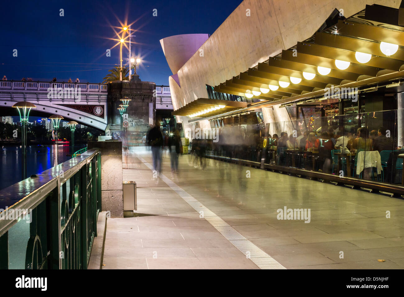 Southbank Walk at Night, Melbourne, Australia Stock Photo