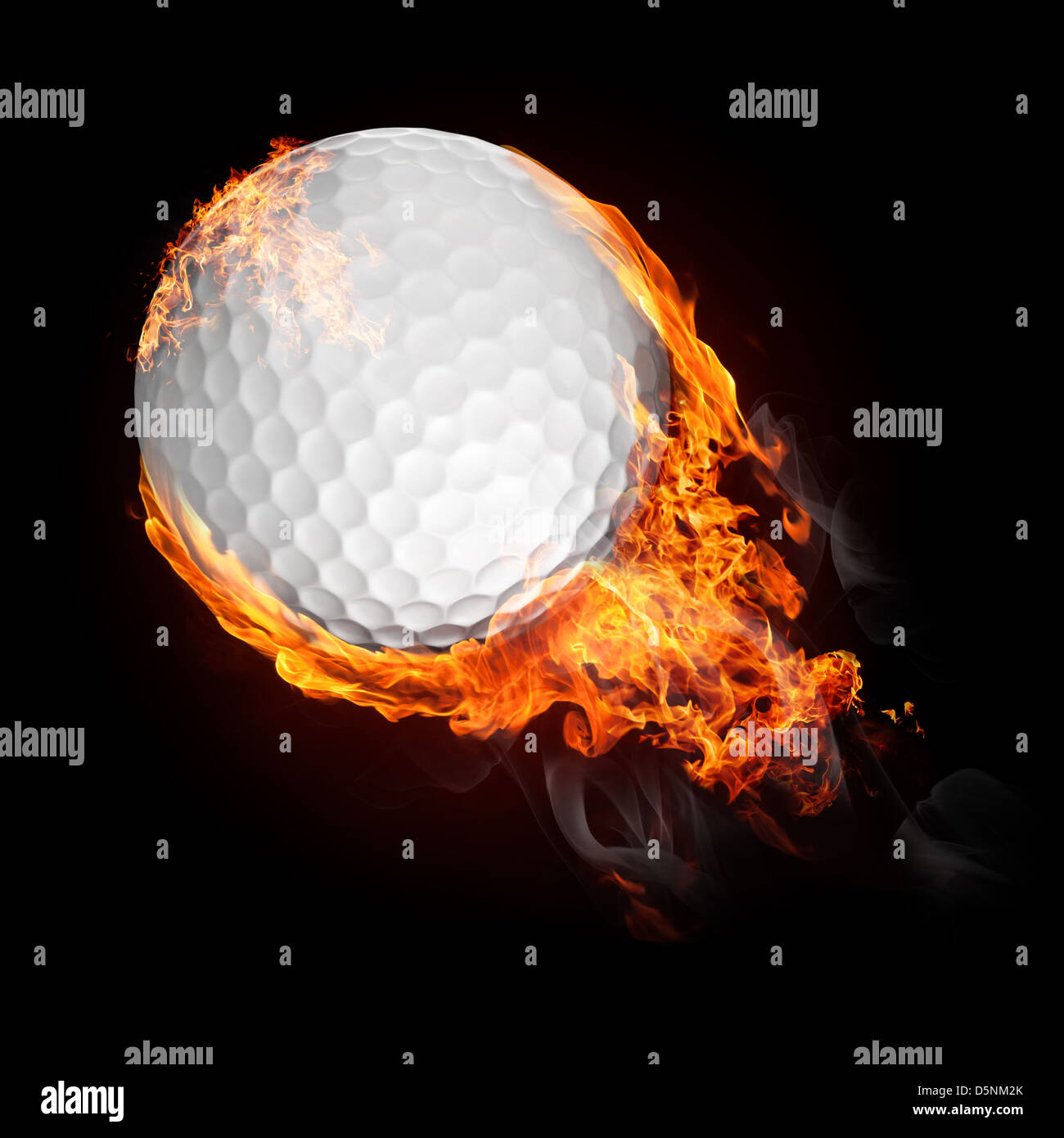 Golf ball in fire flying up illustration Stock Photo Alamy