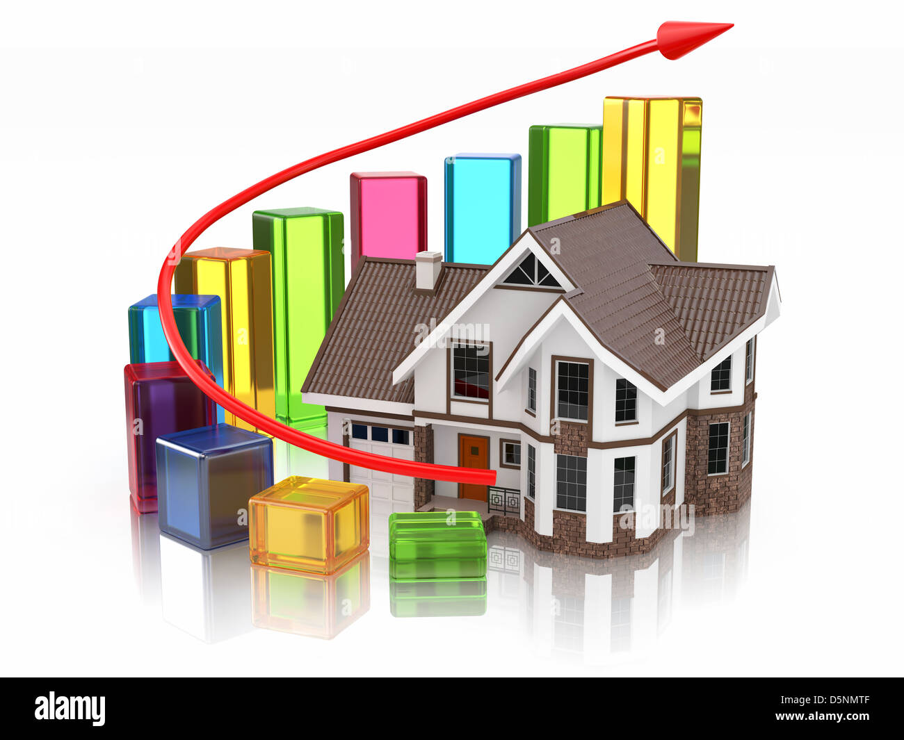 Growth of real estate market House and graph. 3d Stock Photo Alamy