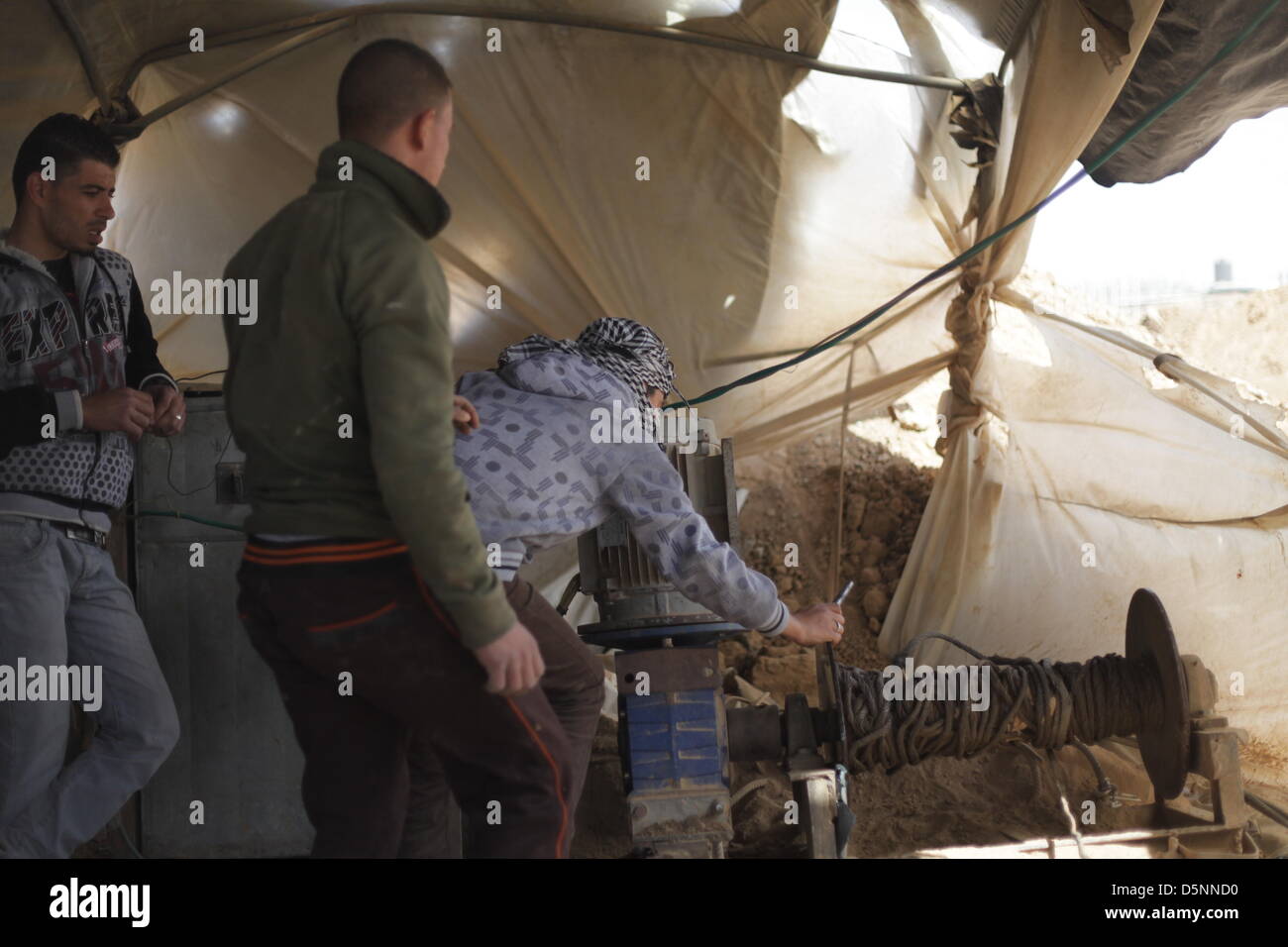 Tunnels victims  in Gaza reach 232 and the number of injured among tunnels workers is about 597 injured since the year 2006 Stock Photo