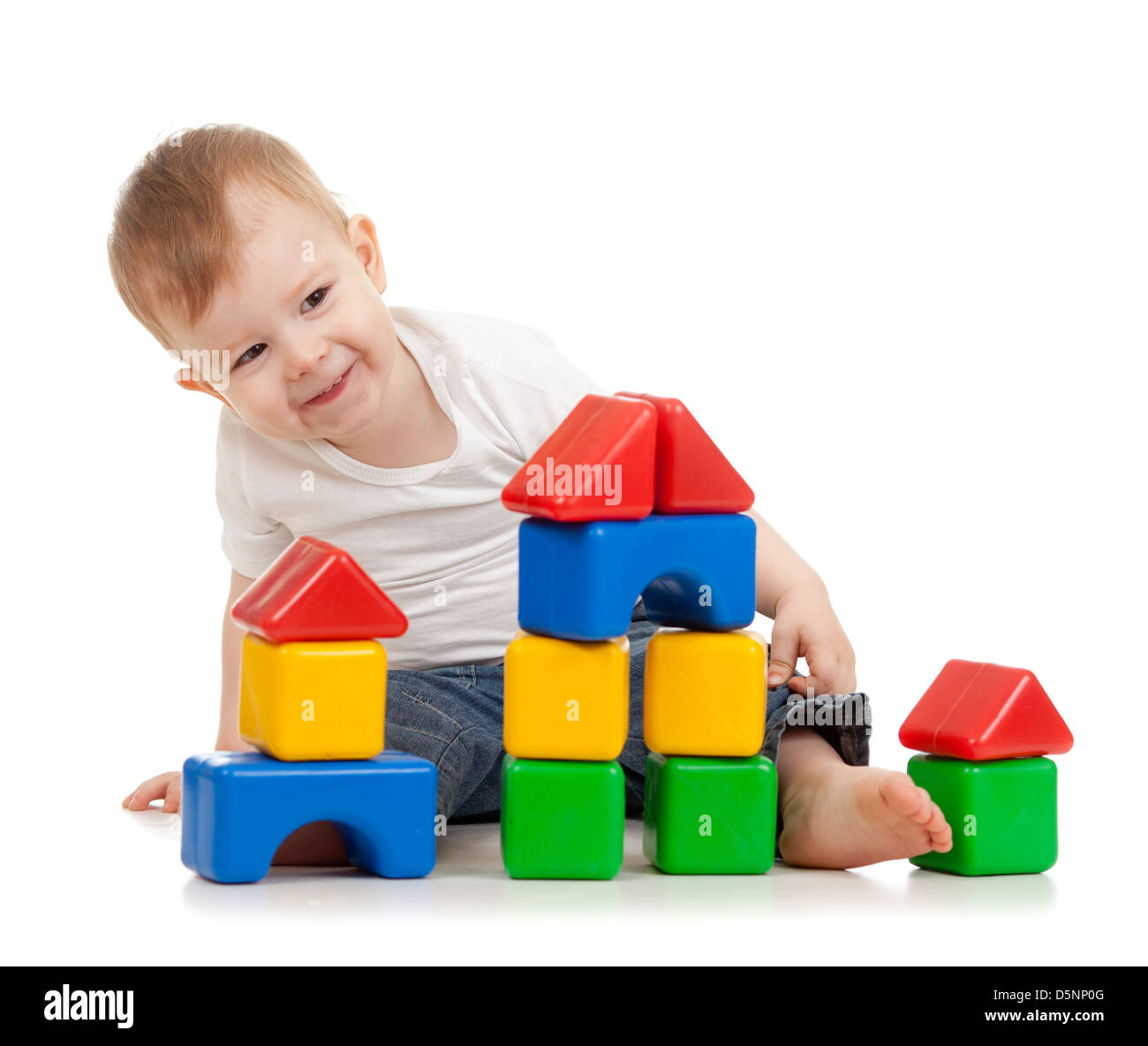 little boy with building blocks Stock Photo - Alamy