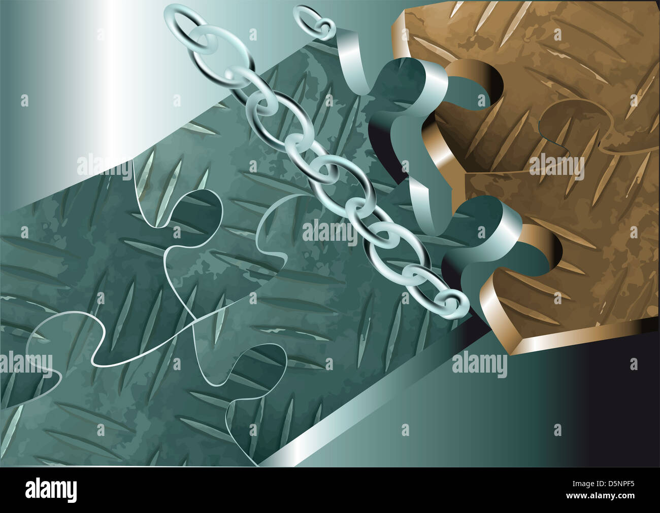 metal puzzles on the chains Stock Photo Alamy
