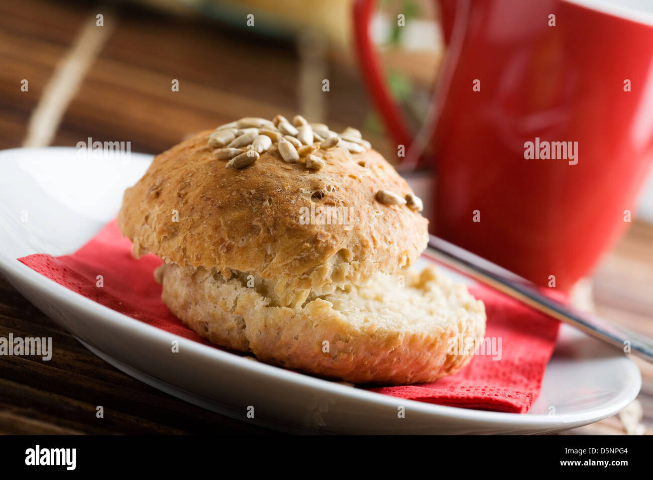 Homemade bread rolls with sonflower seeds Stock Photo