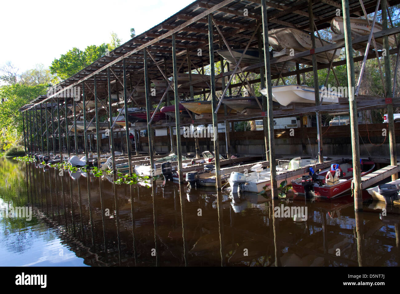 Boatyard at Highland Park Fish Camp near Deland, FL Stock Photo