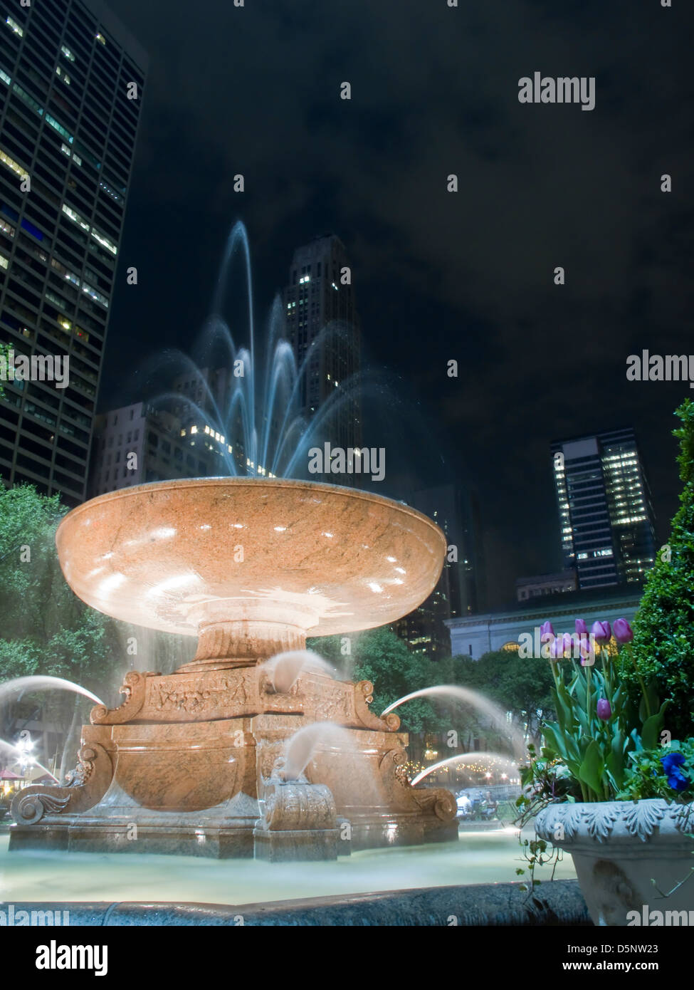Illuminated Water Fountain at Night (Motion Blur Stock Photo - Alamy