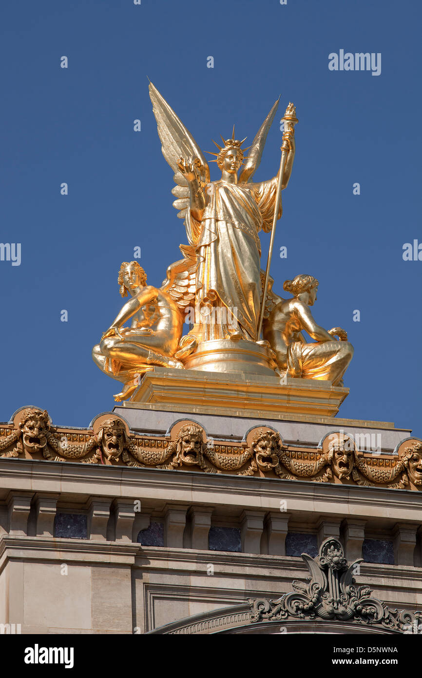 sculpture on Opera Paris - Palais Garnier at place de l'opera Stock Photo