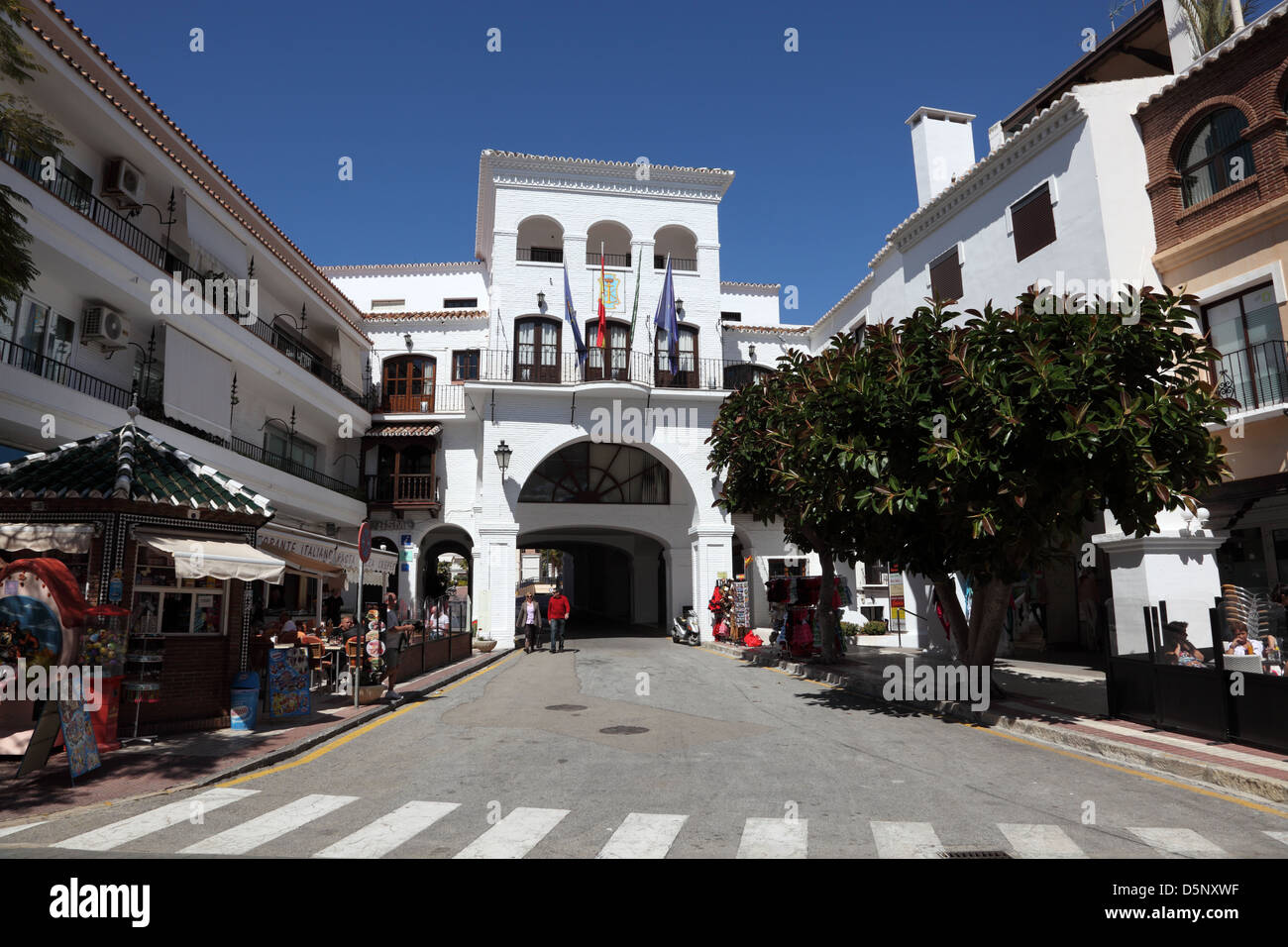 Street in Andalusian town Nerja, Province of Malaga, Spain Stock Photo