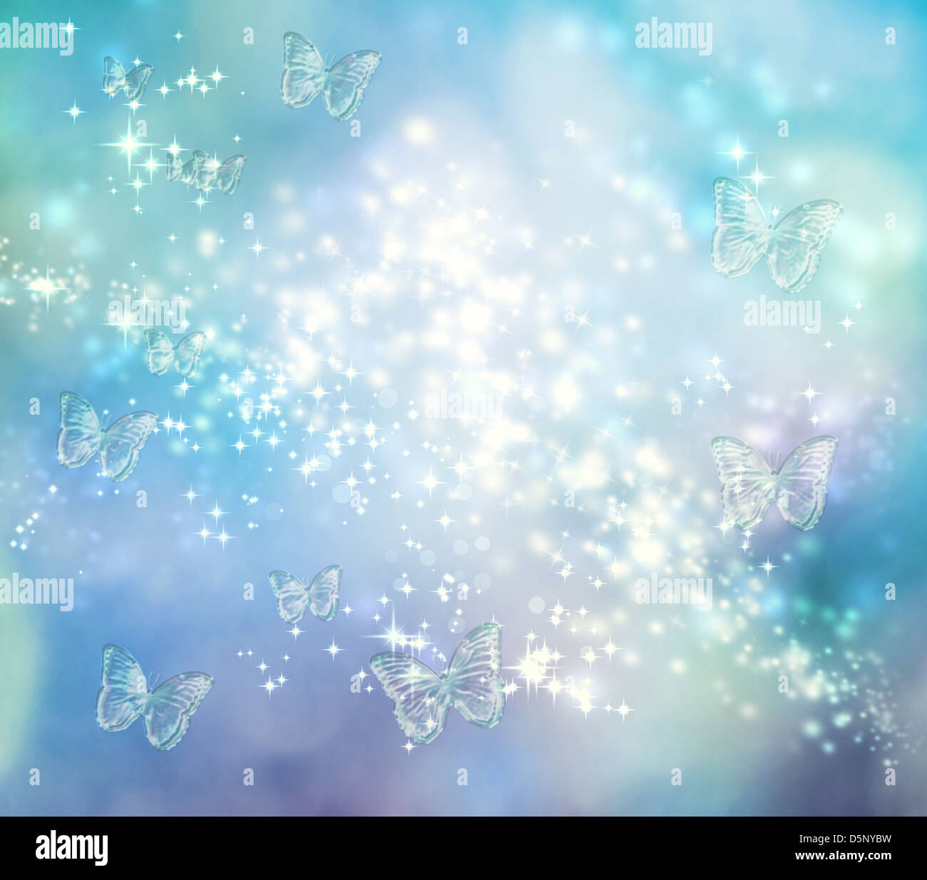 Bright butterfly blue pastel lights background Stock Photo