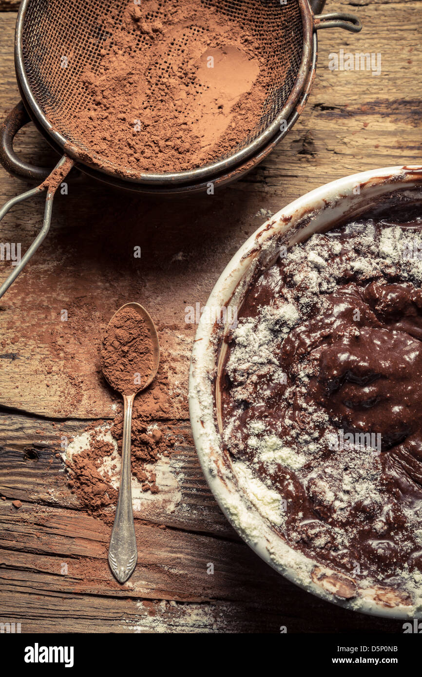Preparations for making homemade chocolate with nuts Stock Photo Alamy