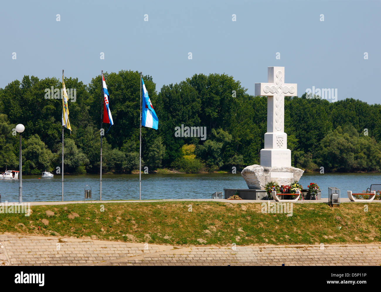 Vukovar. Memorial cross. Stock Photo