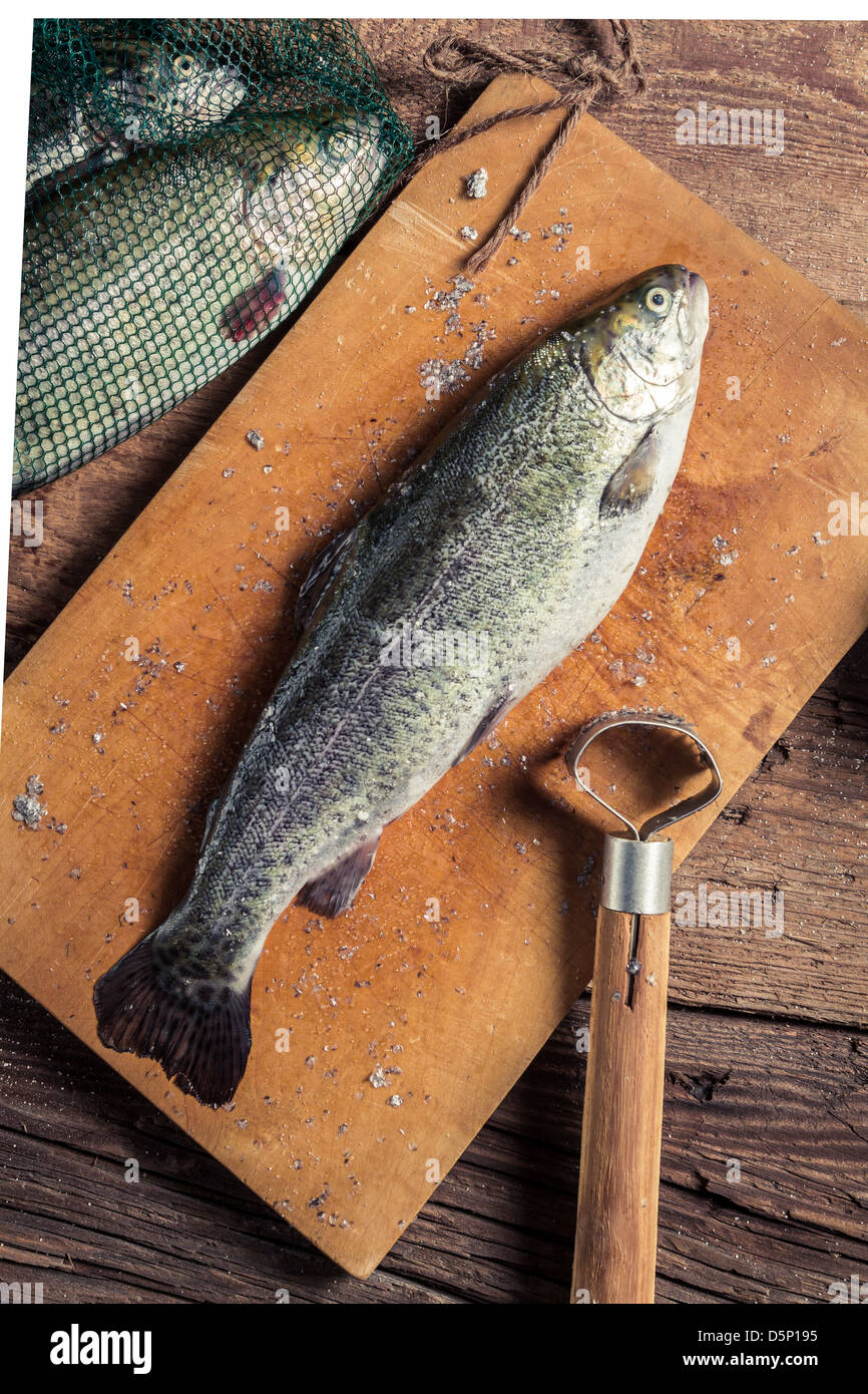Preparing freshly caught fish Stock Photo Alamy