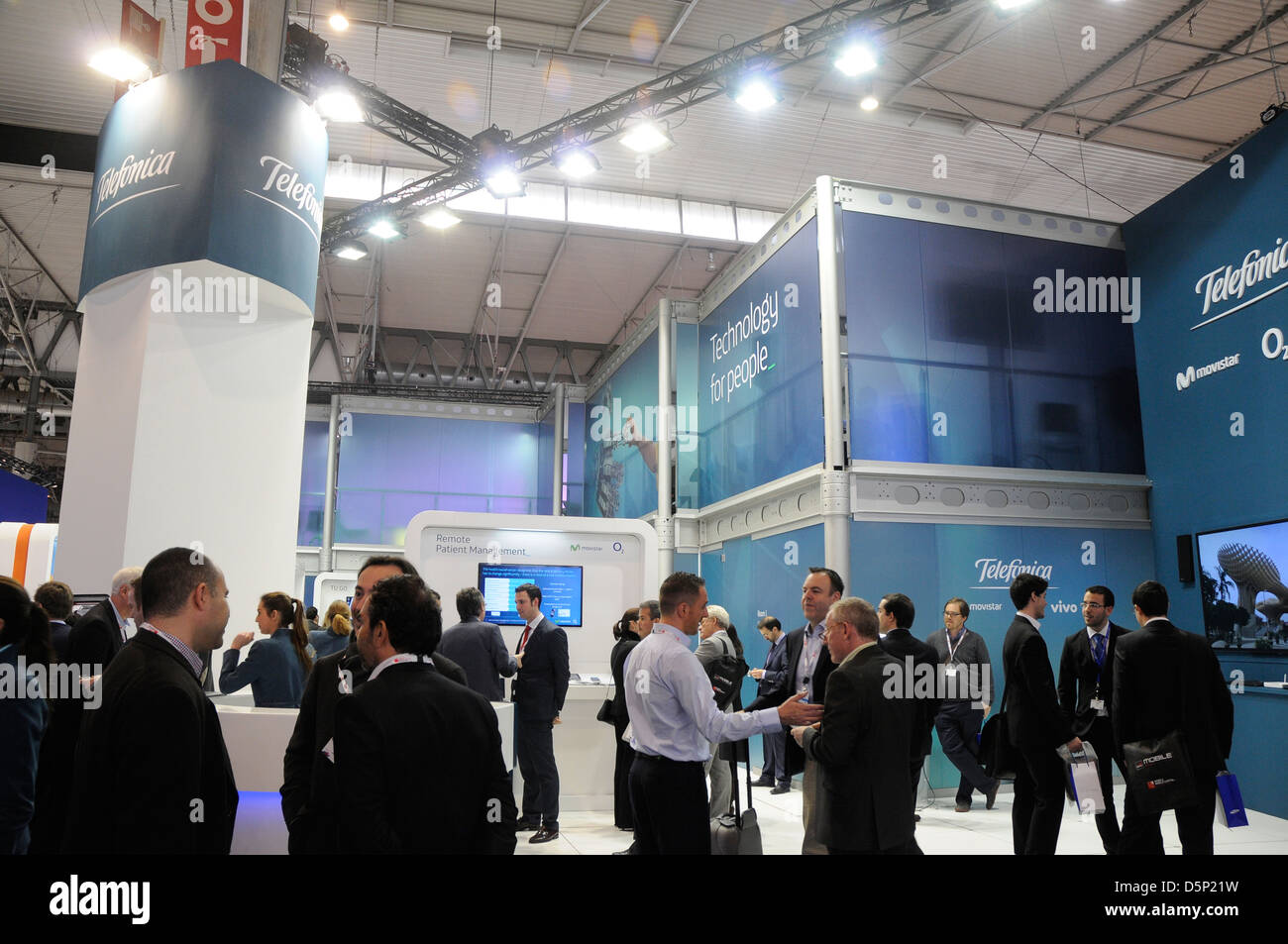 Telefonica stand at the Barcelona World Mobile Congress 2013 Stock ...