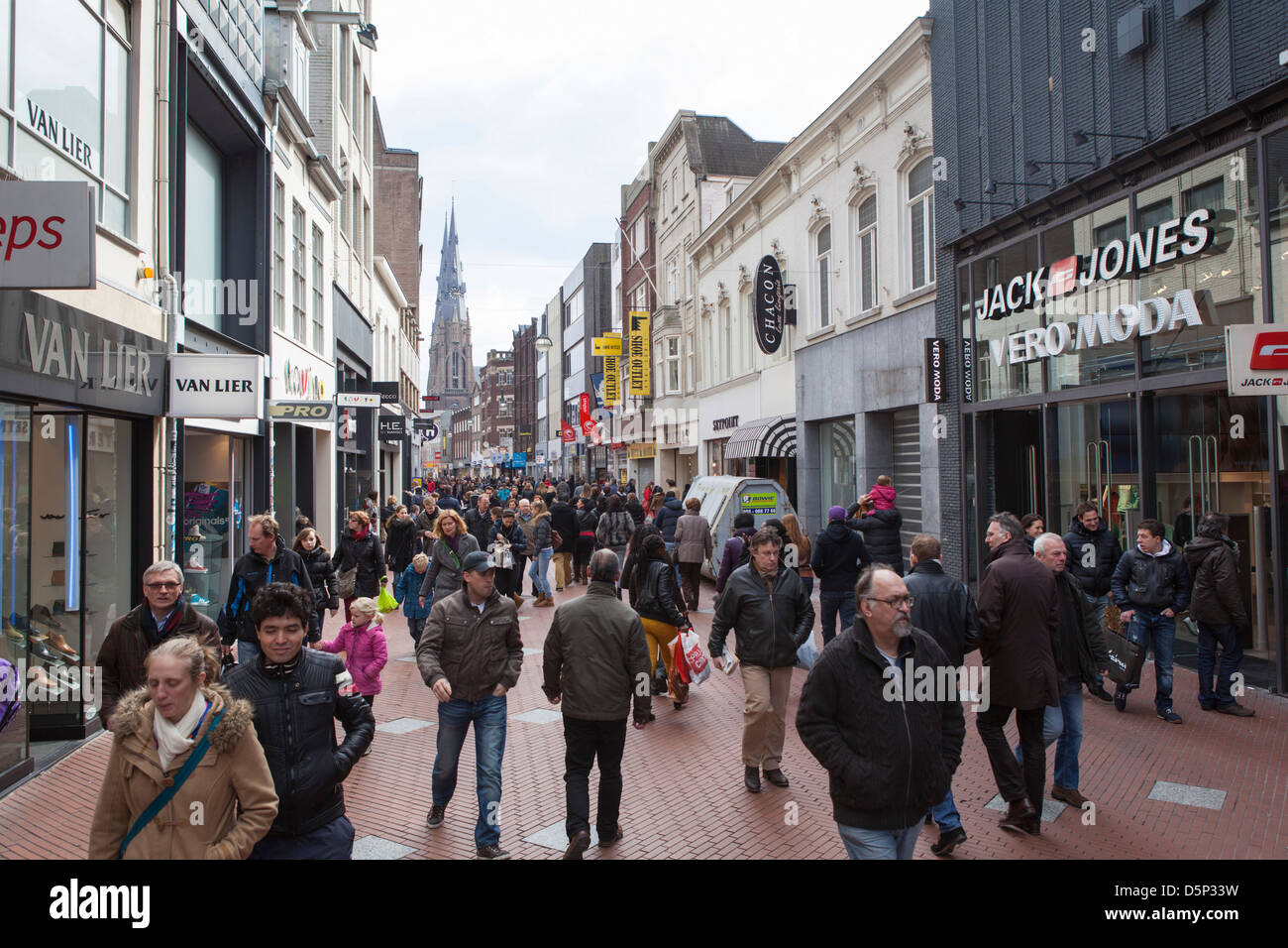 Busy  shopping street in the center of Eindhoven in the Netherlands Stock Photo