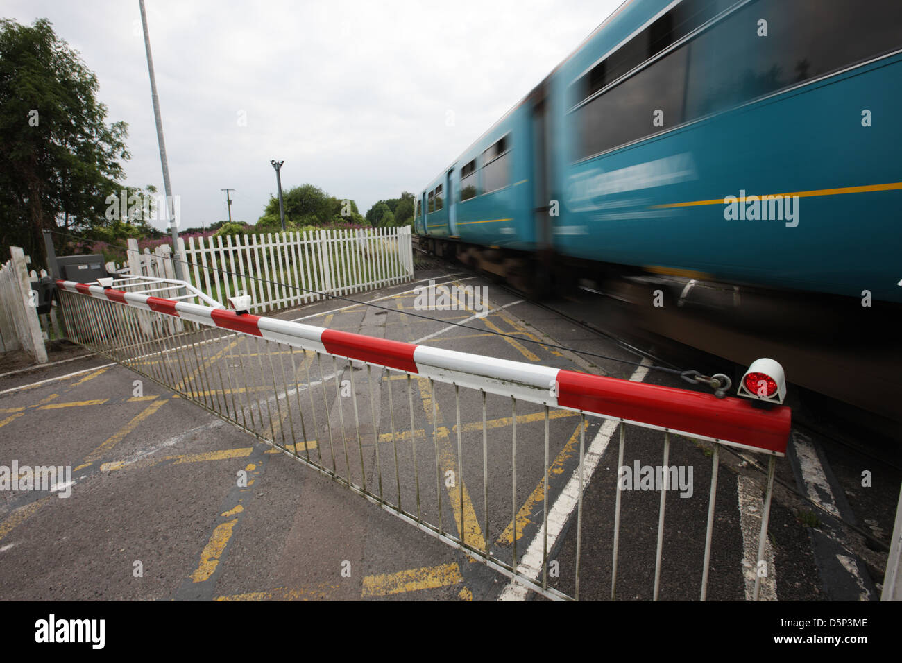 Automatic but unmanned rural railway level crossing closed to traffic