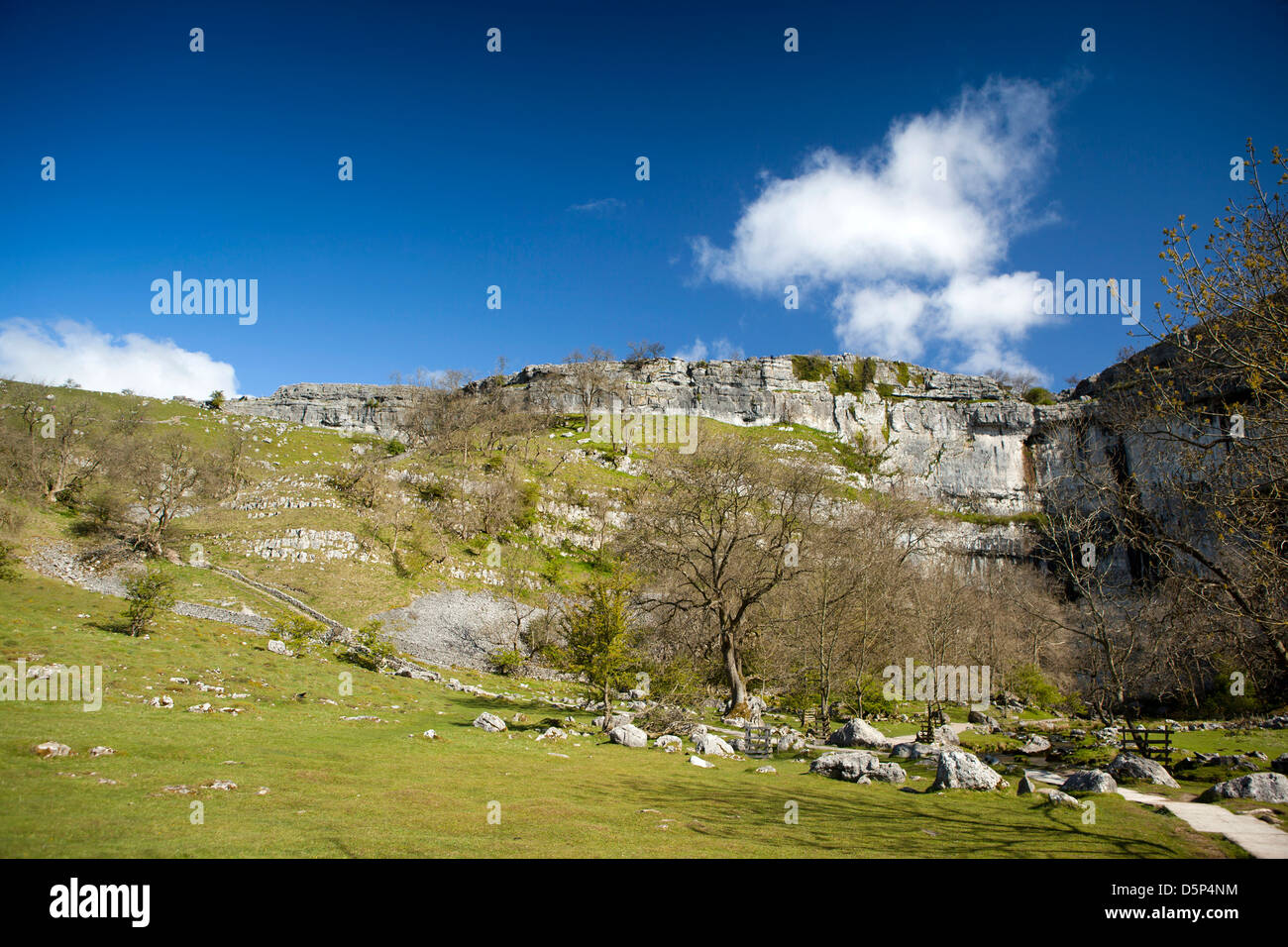 UK, England, Yorkshire, Malham, rocky escarpment above Malham Cove Stock Photo