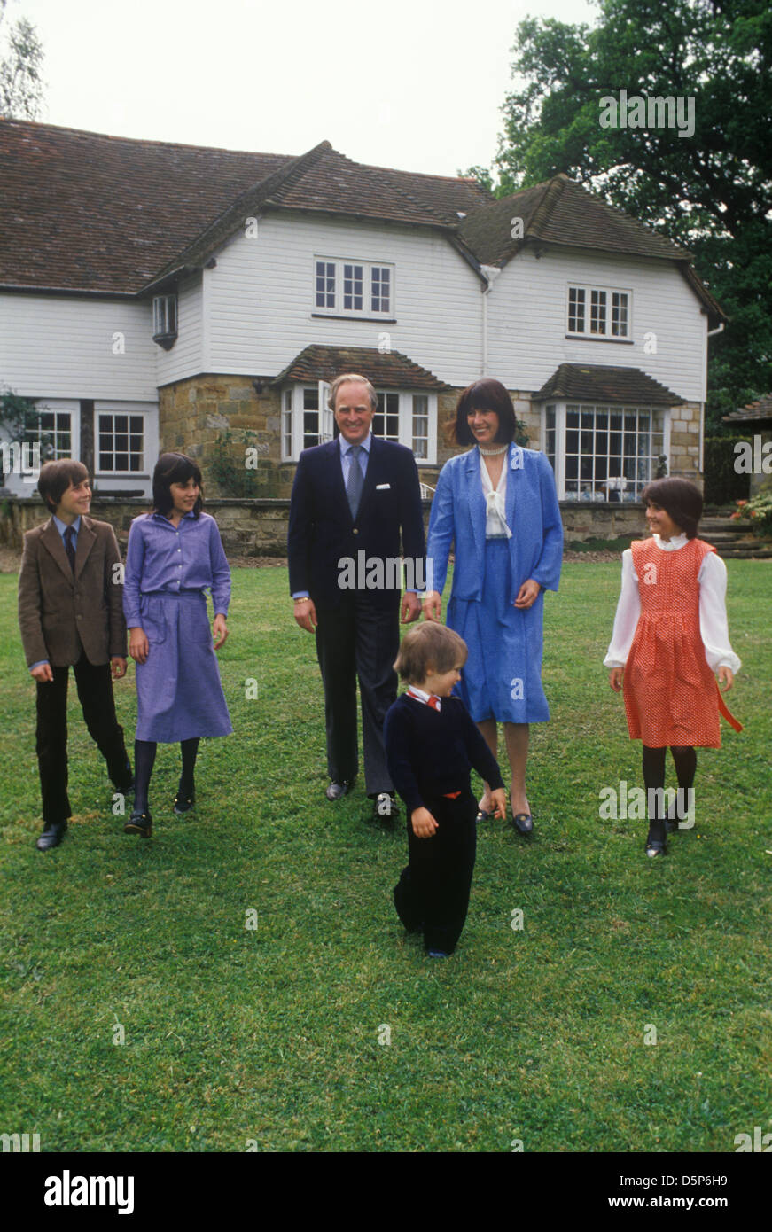 Winston Churchill and family 1980s  Broadwater House, Chailey, Sussex  Uk 1986 HOMER SYKES Stock Photo