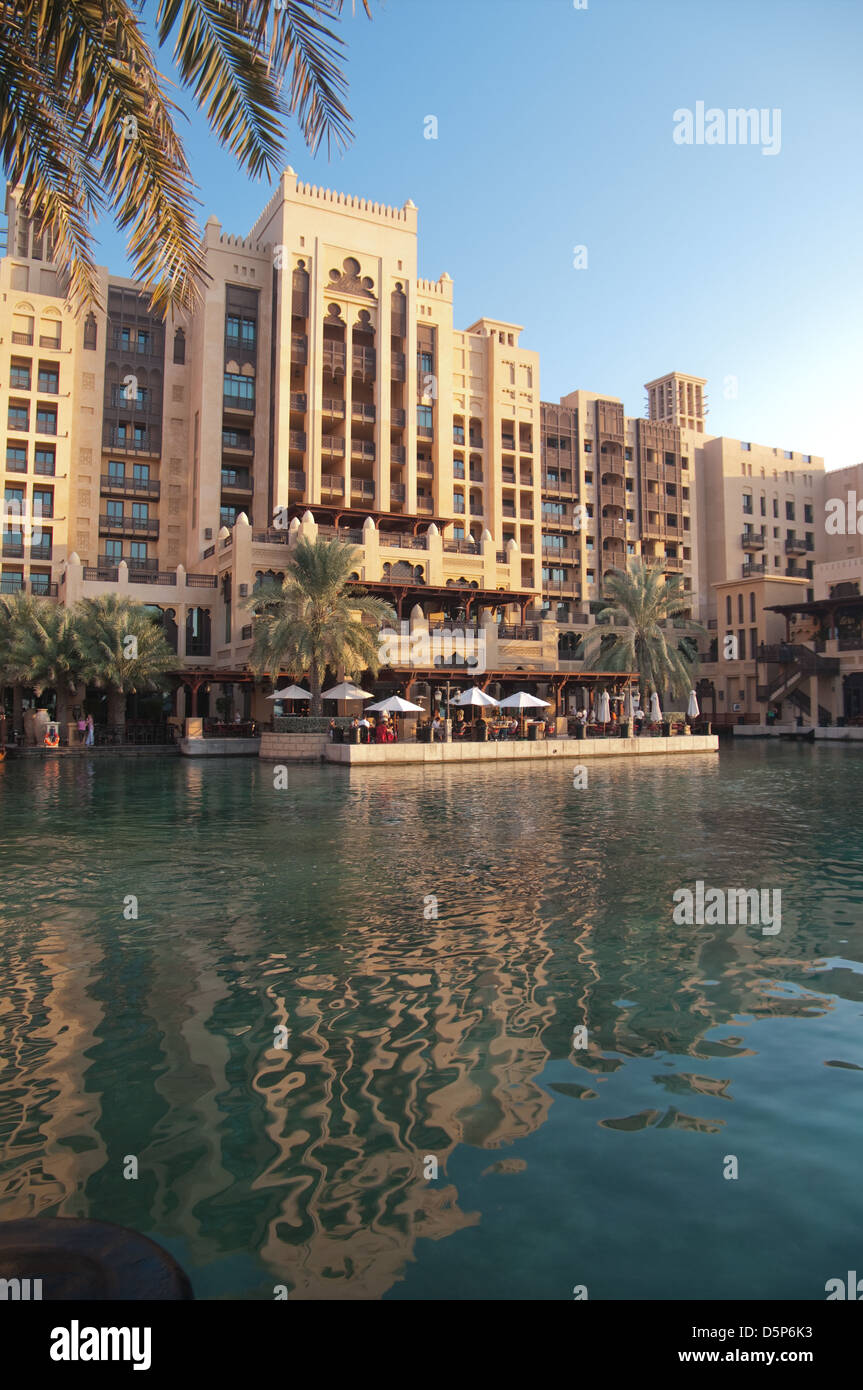 The luxury resort of Madinat Jumeirah looks a bit outdated in dubai, but itìs still one of the luxurios in the world Stock Photo