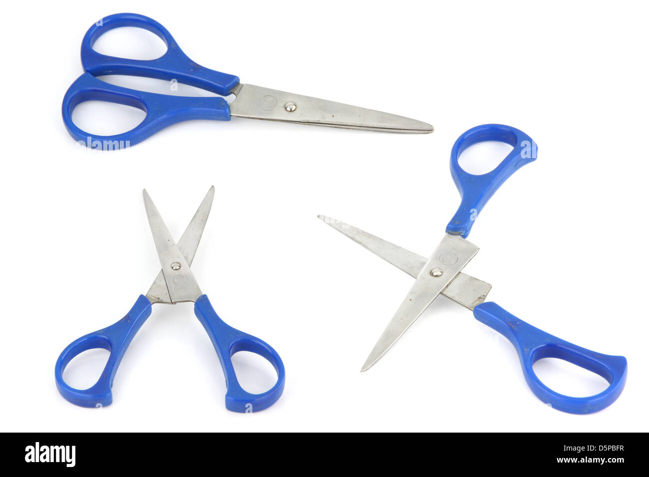 The blue scissors three action. Stock Photo