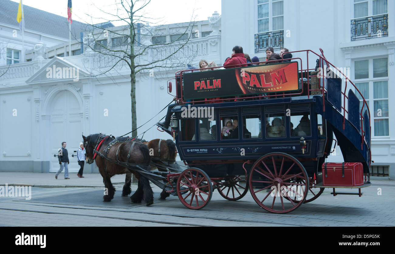 Horse drawn coach in Antwerp Stock Photo