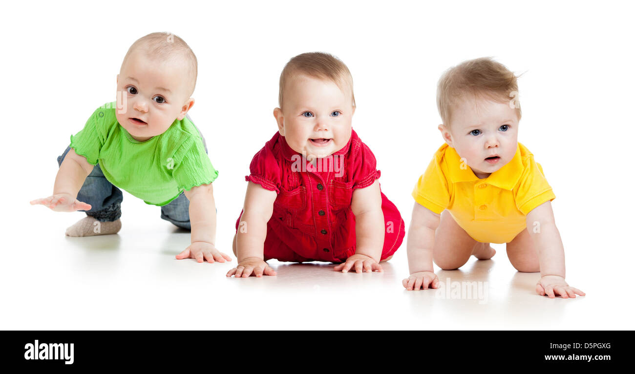 funny baby goes down on all fours Stock Photo Alamy