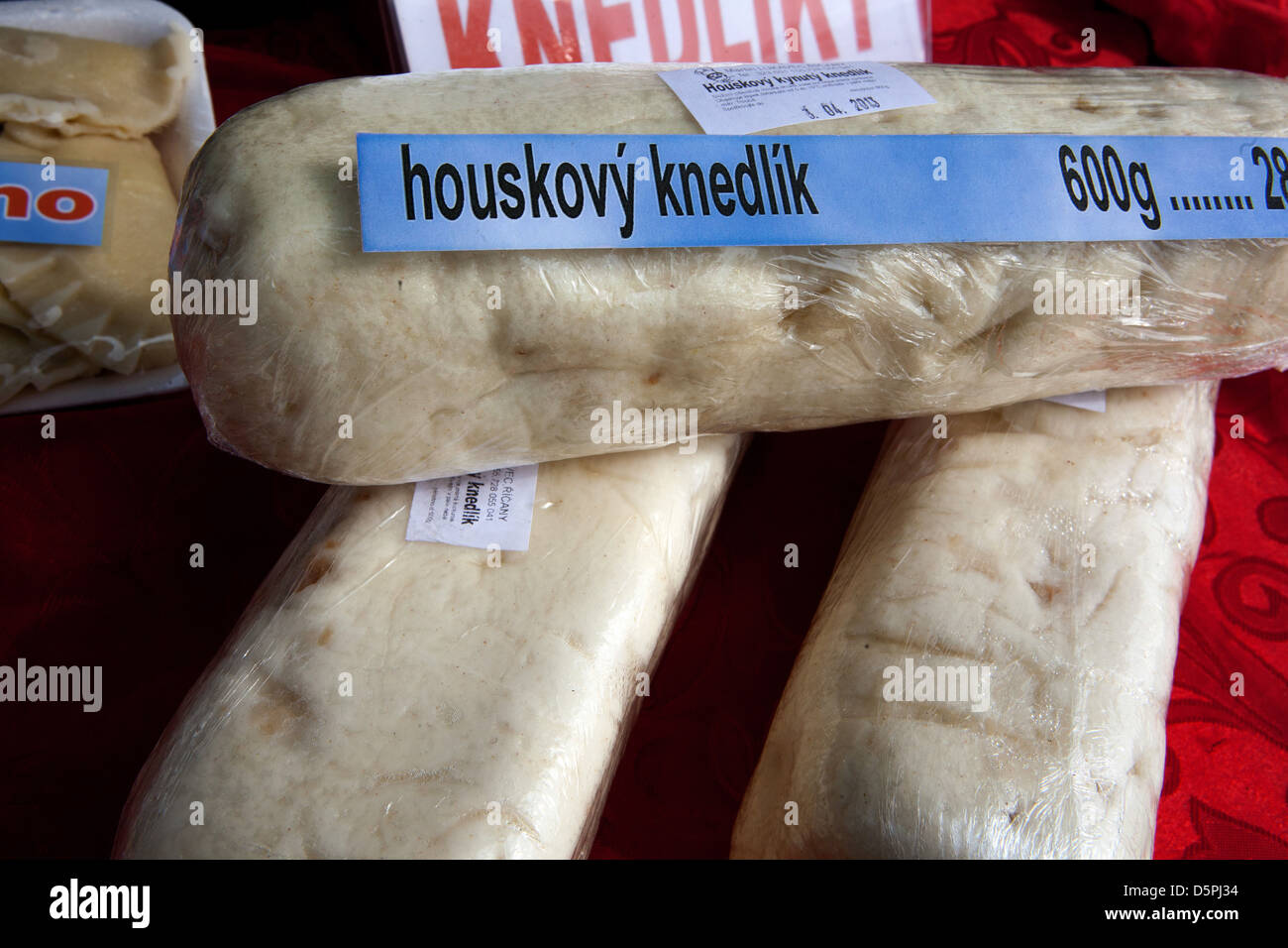 Houskovy knedlik - Dumplings, Farmers market  Prague Czech Republic Stock Photo