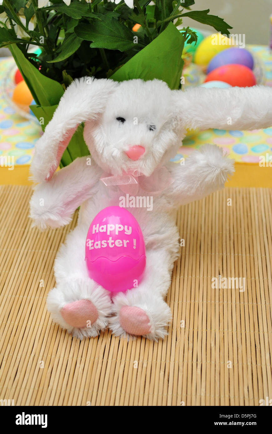{'w':268,'h':400} Toy Easter Rabbit with an Toy Egg Stock Photo