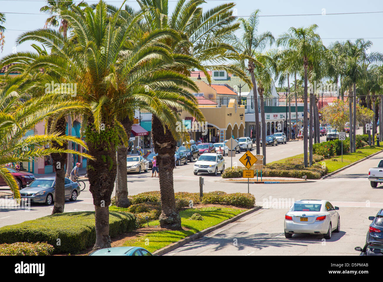 Venice Avenue in downtown shopping tourist area of Venice Florida Stock