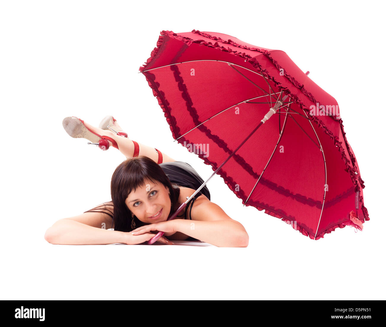 young woman lying on the floor Stock Photo Alamy