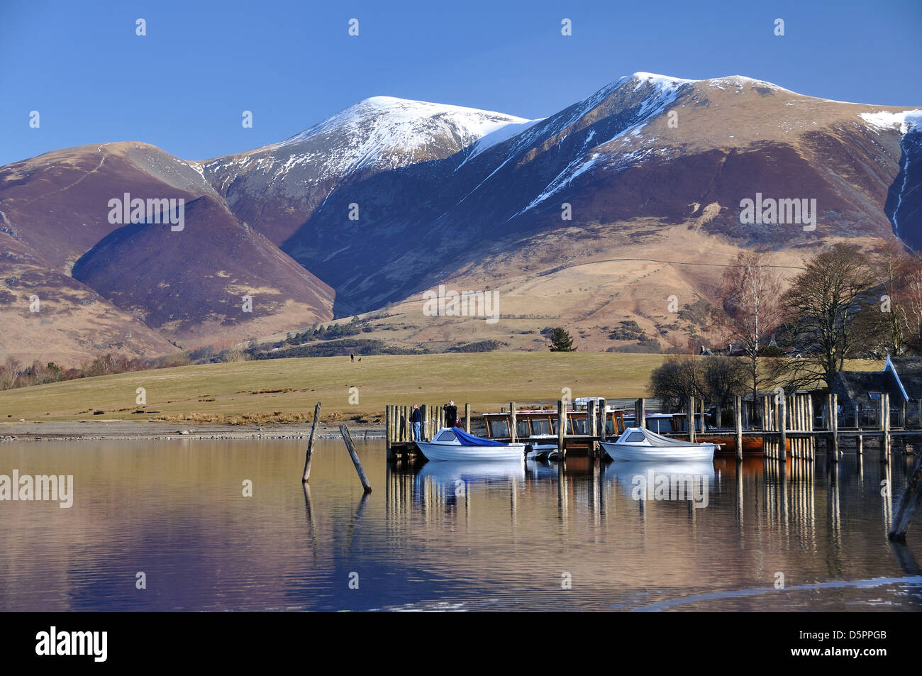 Derwent Water early spring after snow-fall Stock Photo