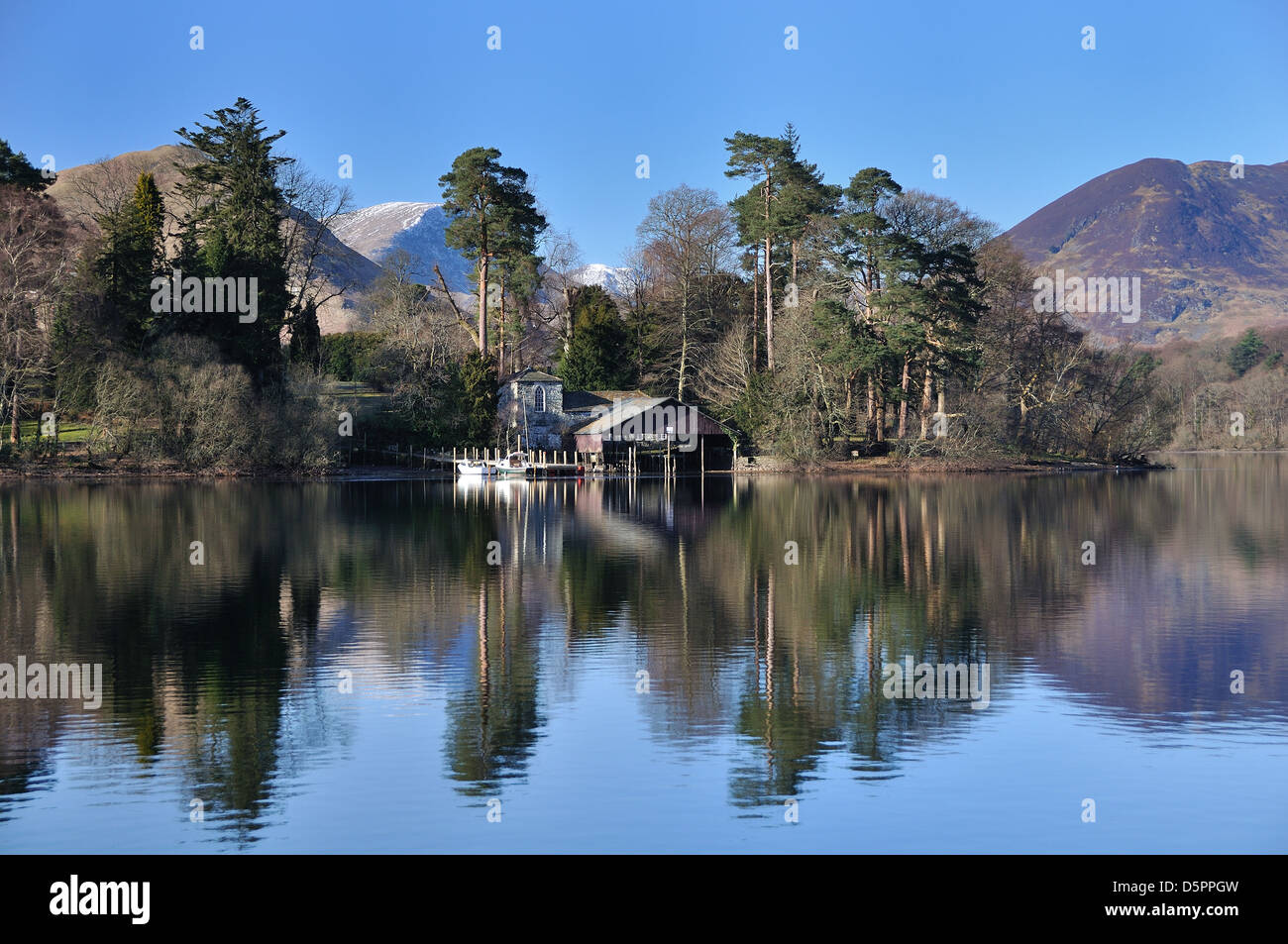 The boathouse Derwent Isle Derwent Water Lake District Stock Photo Alamy