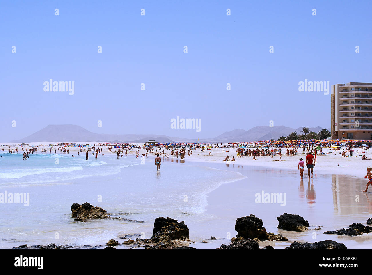 Fuerteventura beach with volcanic landscape Stock Photo - Alamy