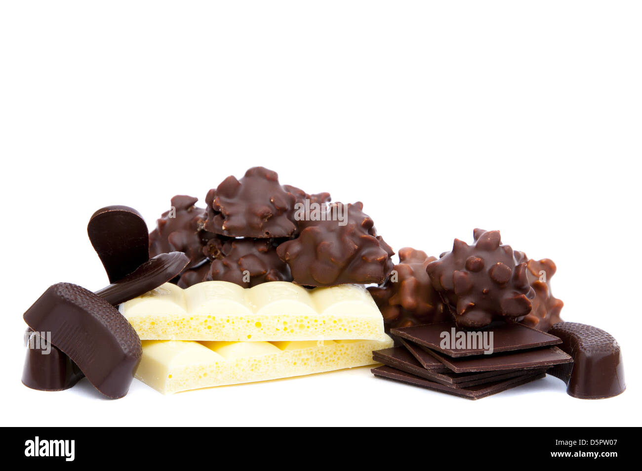 black and white chocolate isolated on a white background Stock Photo