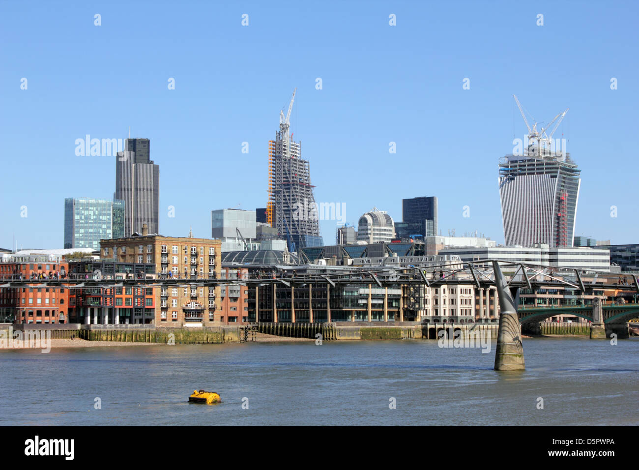 The Walkie-Talkie and Cheese Grater buildings under construction in the city of London, England, UK. Stock Photo