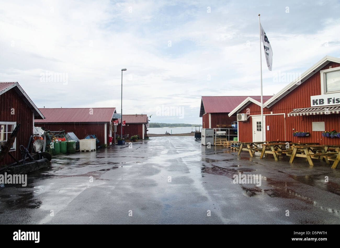 One of Sweden's small inland fishing harbors in Lake Vänern. Spiken fishing harbor in Swedens largest lake. Stock Photo