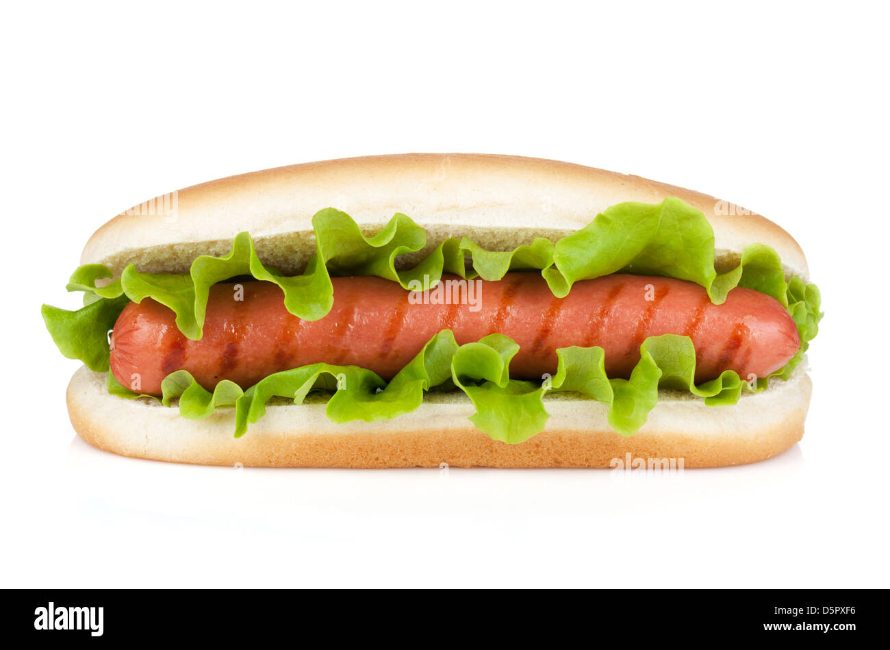 Hot dog with lettuce. Isolated on white background Stock Photo Alamy