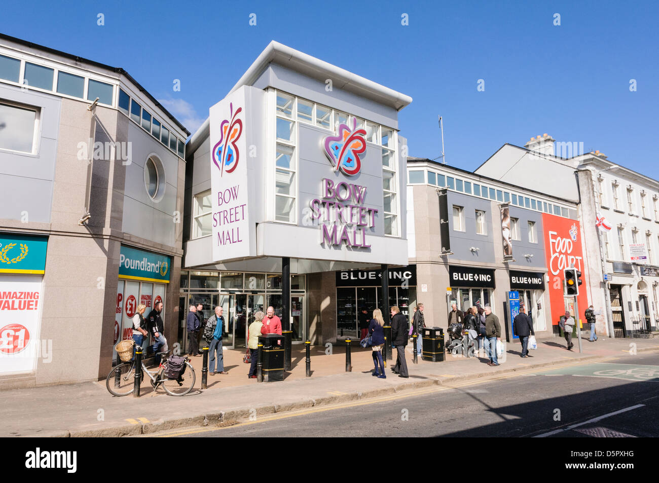 Front entrance to Bow Street Mall shopping centre Stock Photo