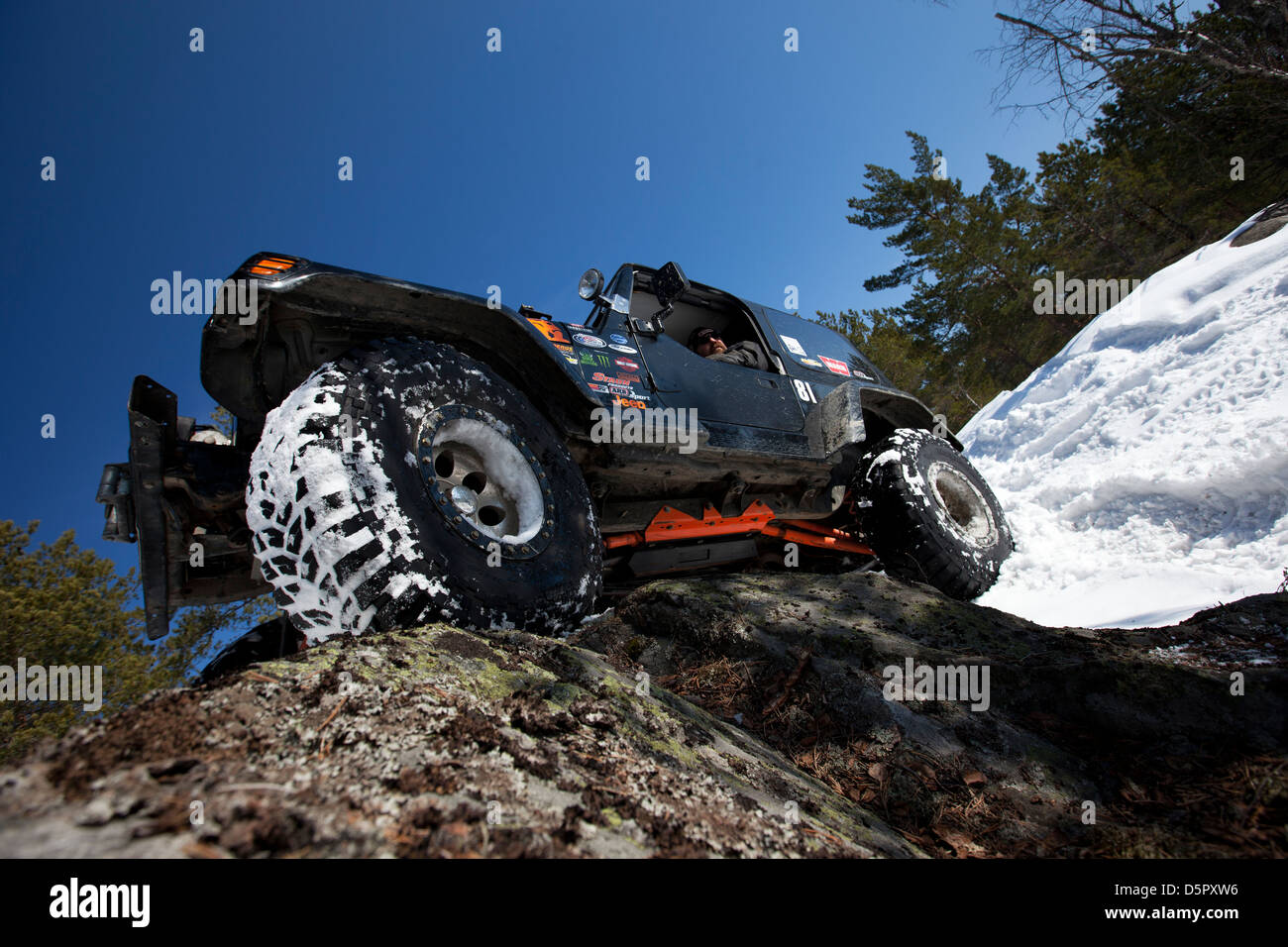 4 wheel drive in the snow Stock Photo
