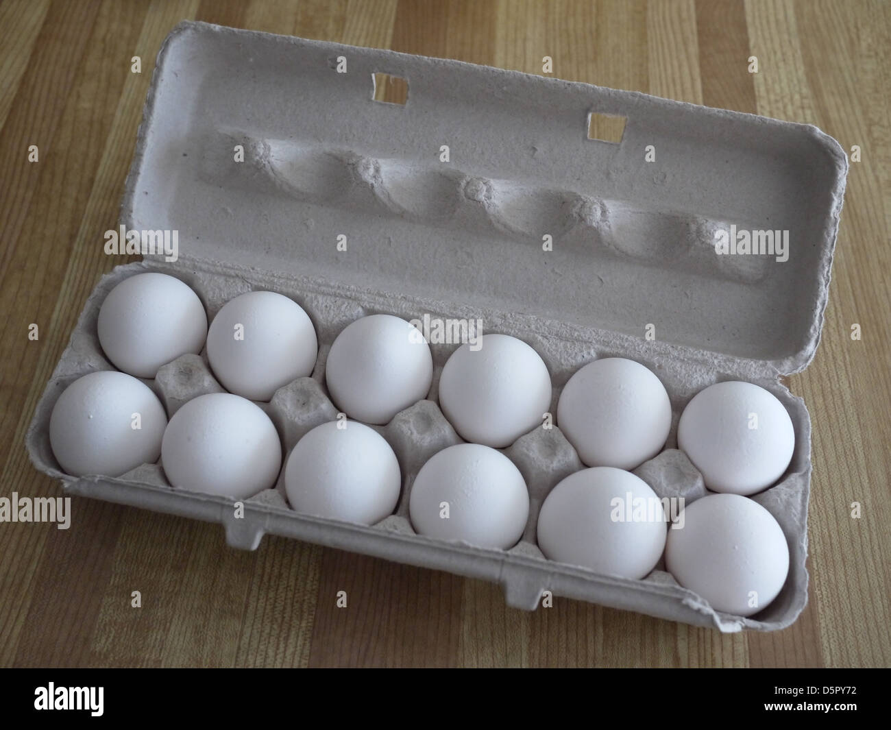 dozen eggs carton Stock Photo