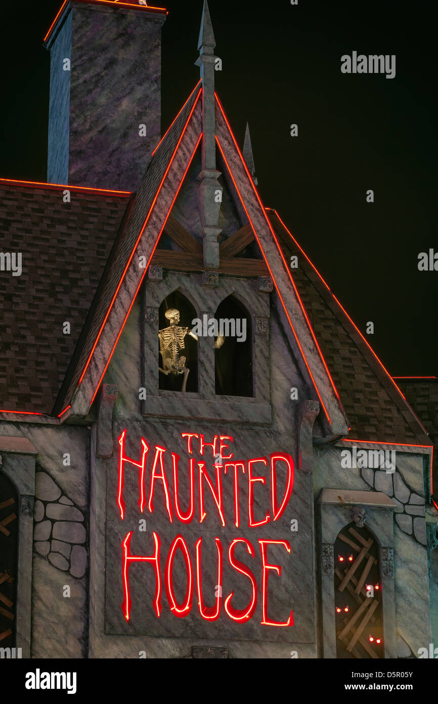 Haunted House at night Stock Photo