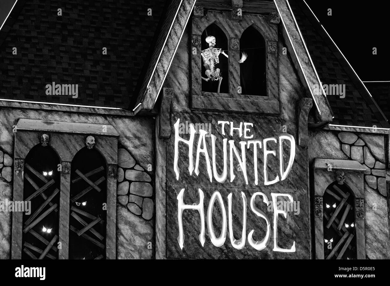 Haunted House at night. Stock Photo