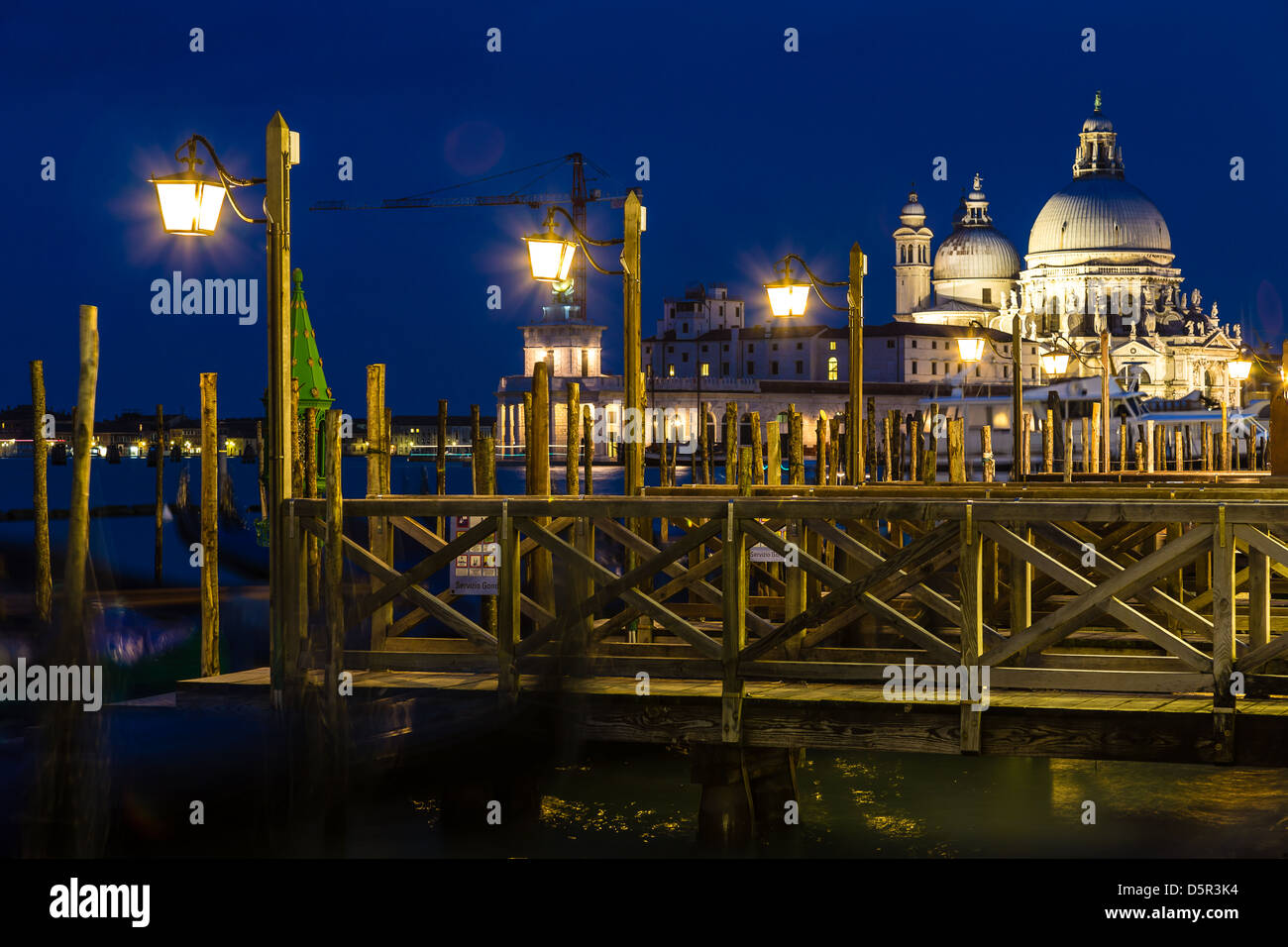 Gondolas on Grand Canal and  San Giorgio Maggiore church in Venice Stock Photo