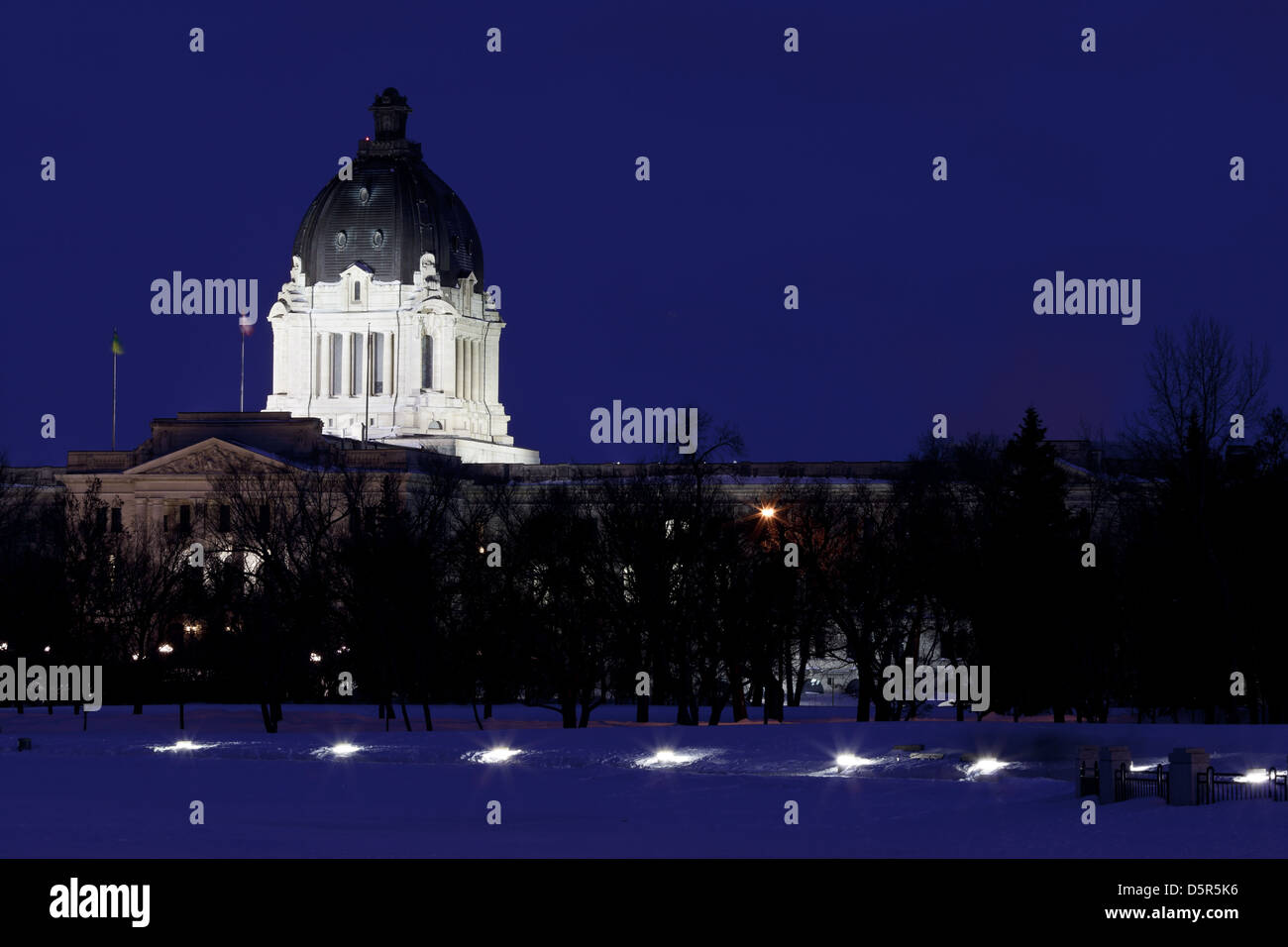 Saskatchewan Legislative Building at dusk. Stock Photo