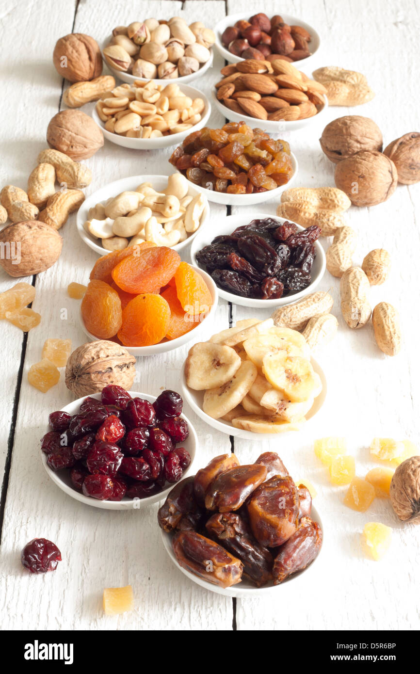 Dainty nuts and dried fruits mix Stock Photo