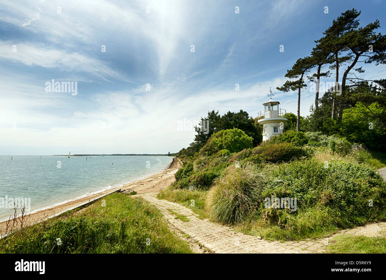 The Beaulieu River Millennium Beacon also known as Lepe Lighthouse at Lepe in the New Forest National Park in Hampshire Stock Photo