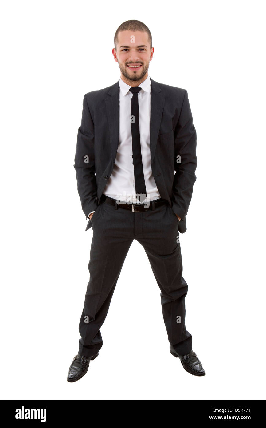 happy young businessman full length, isolated on white Stock Photo - Alamy