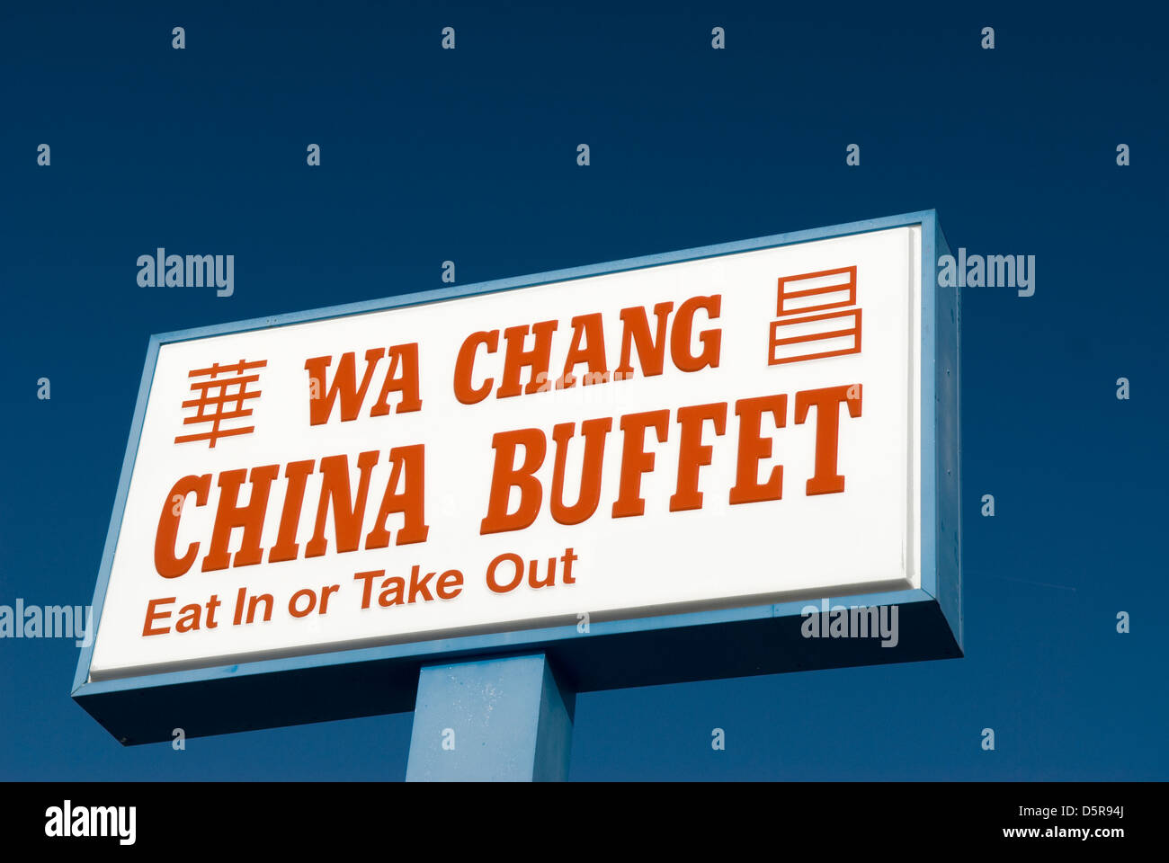 WA Chang China Buffet sign USA. Stock Photo