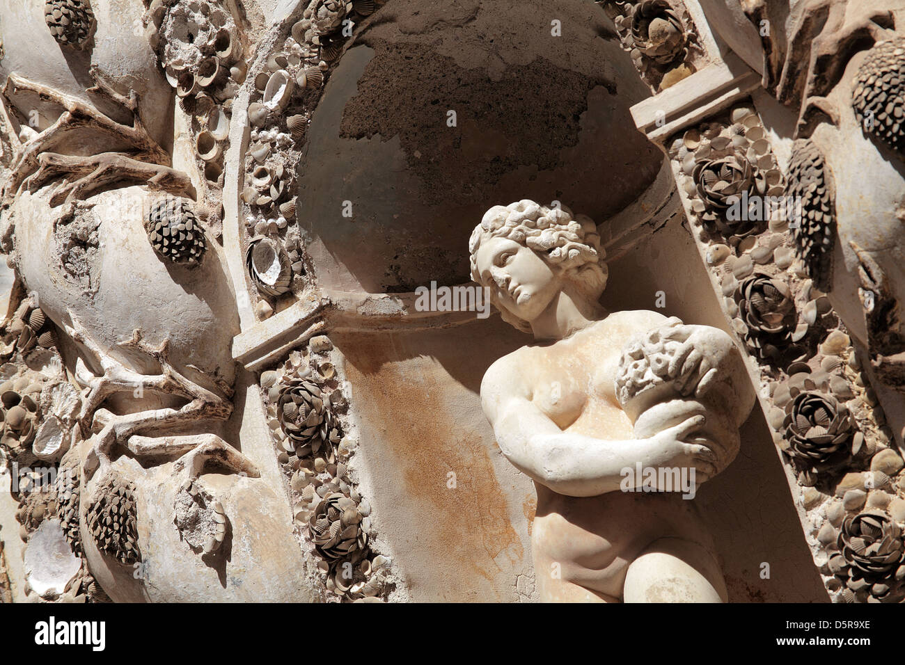 Fountain grotto in the courtyard of the Palace - Palazzo Mirto in Palermo Sicily Stock Photo